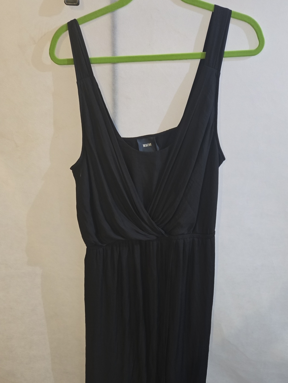 Maeve Black Sleeveless Faux Wrap-Front Maxi Dress with V-Neck